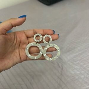 Elegant Silver Hoop Earrings with Crystal Accents